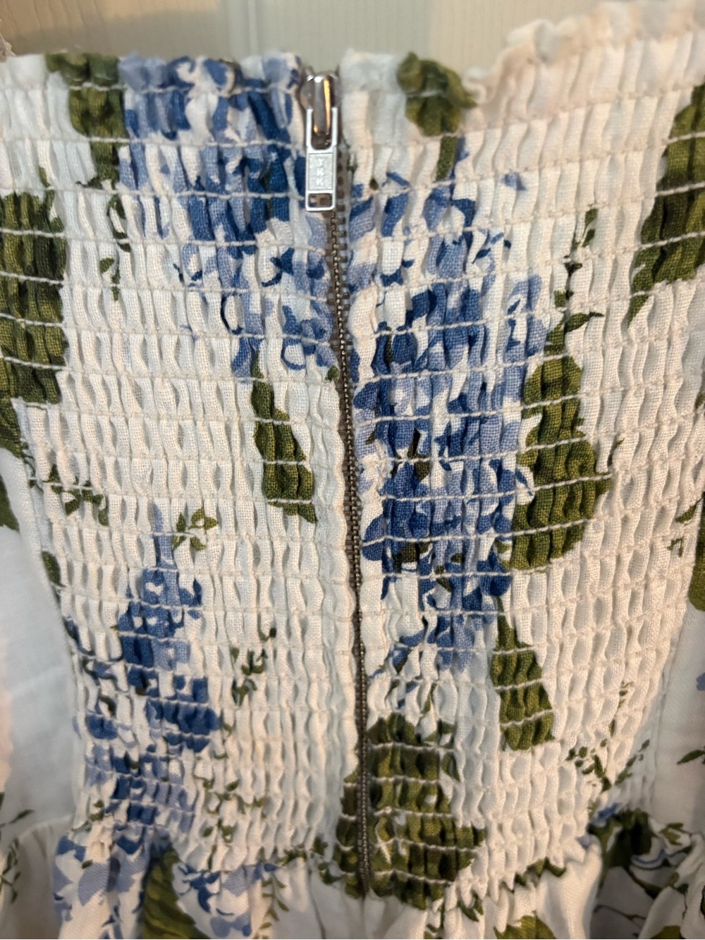 Reformation White Midi Dress with Blue Floral Print - Picture 6 of 10